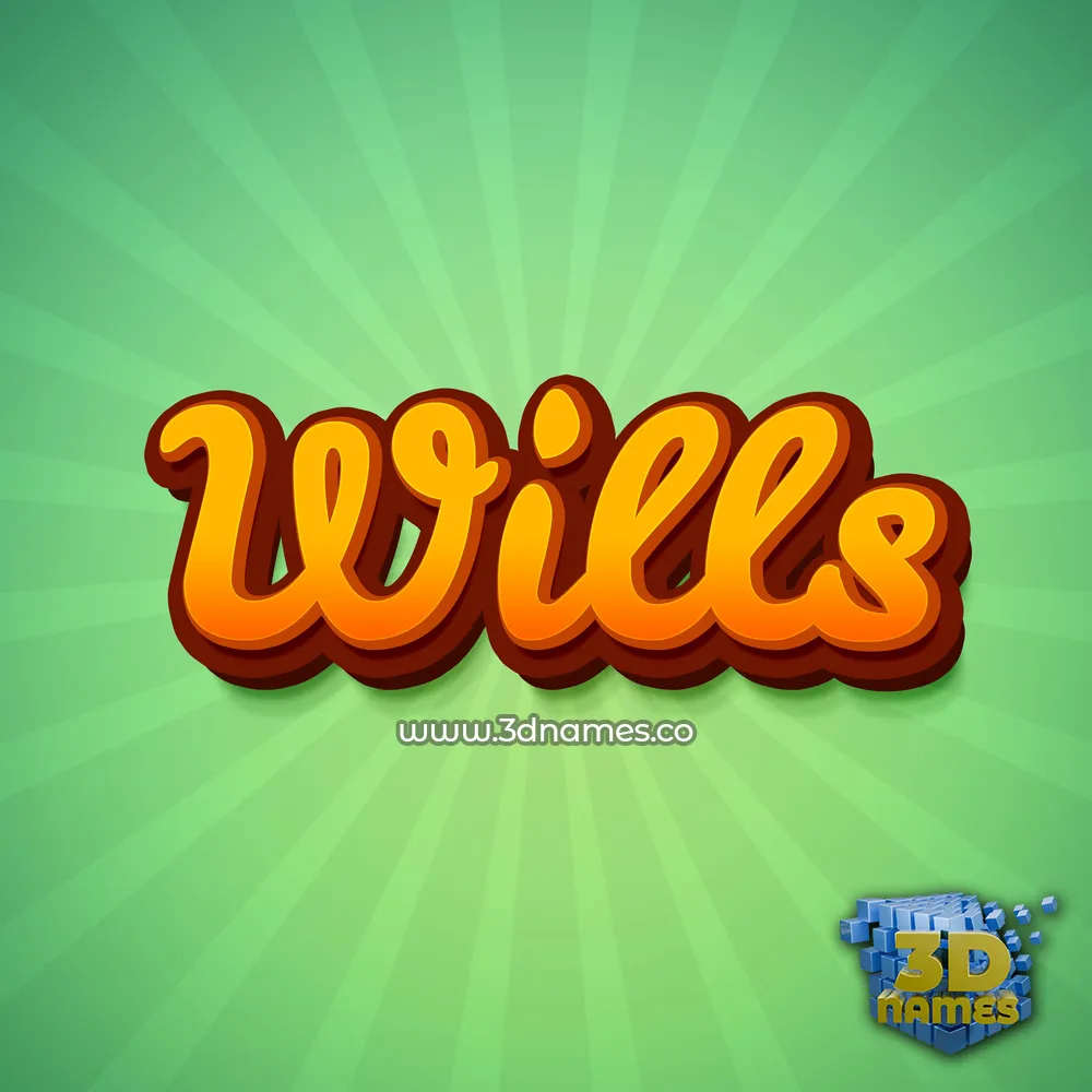 wills in Green Rays style - 3D name wallpaper