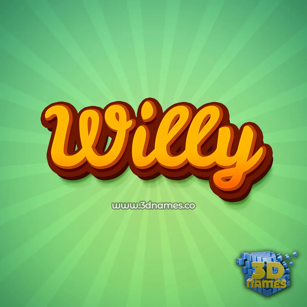 willy in Green Rays style - 3D name wallpaper