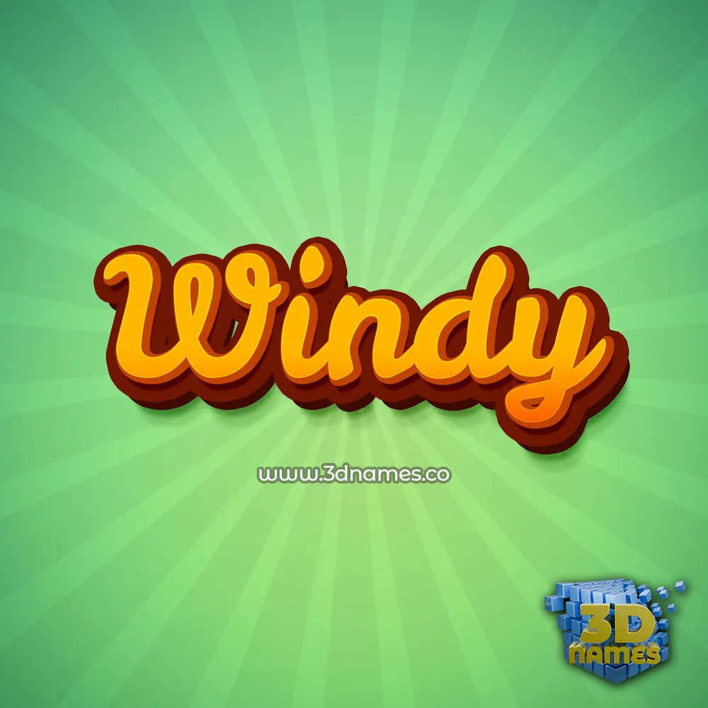 windy in Green Rays style - 3D name wallpaper