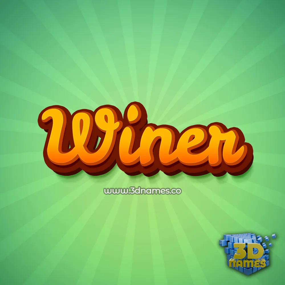 winer in Green Rays style - 3D name wallpaper