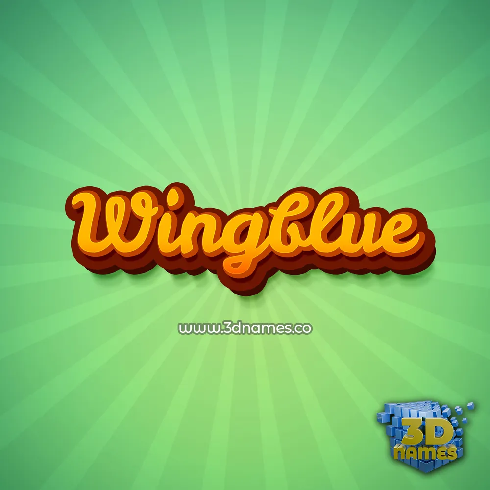 wingblue in Green Rays style - 3D name wallpaper