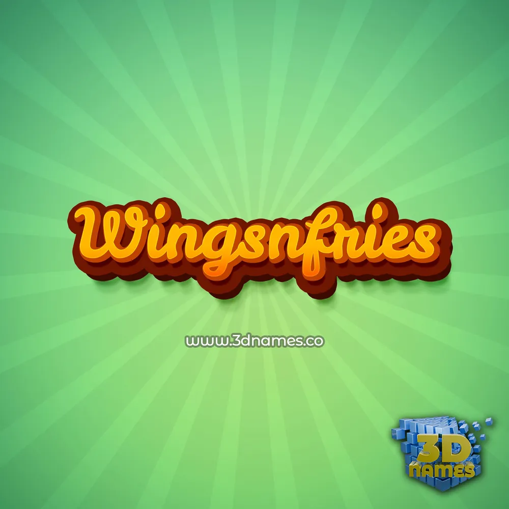 wingsnfries in Green Rays style - 3D name wallpaper