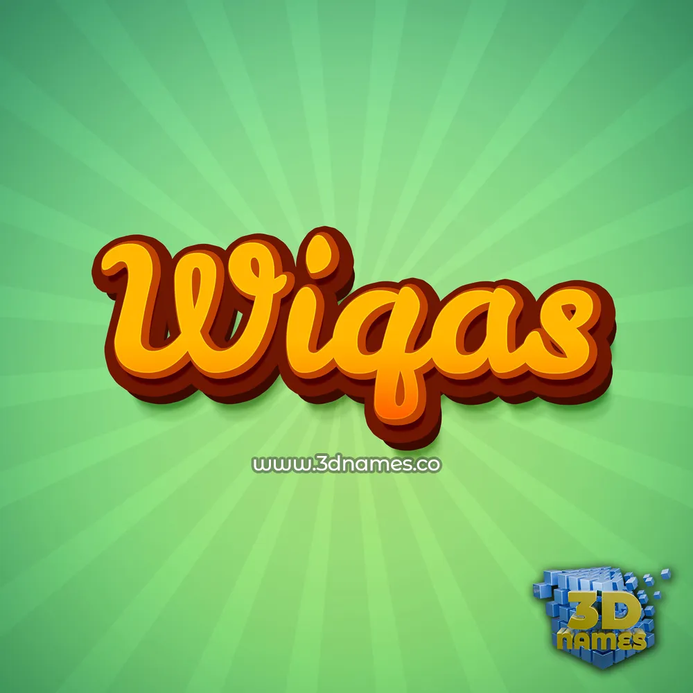 wiqas in Green Rays style - 3D name wallpaper