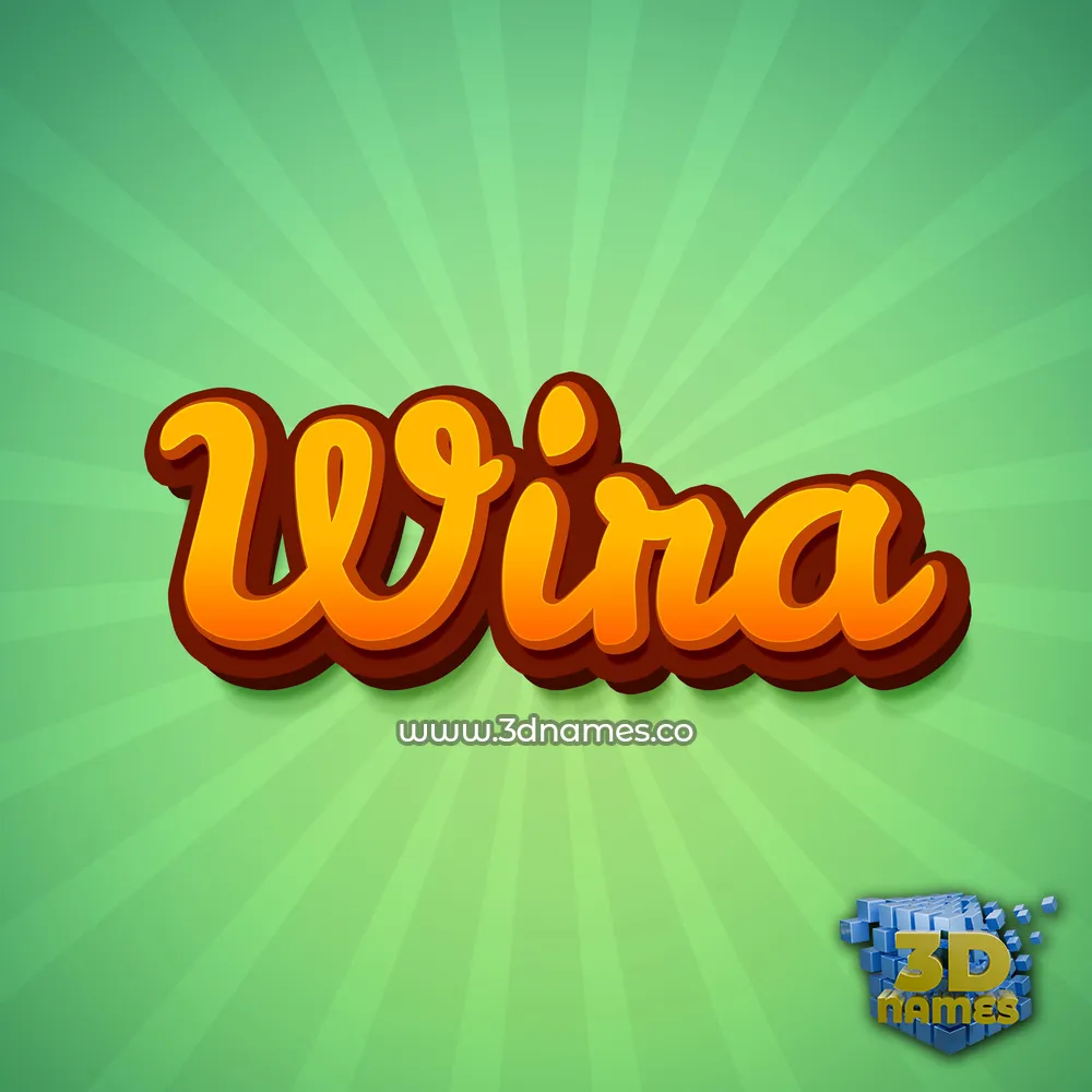 wira in Green Rays style - 3D name wallpaper