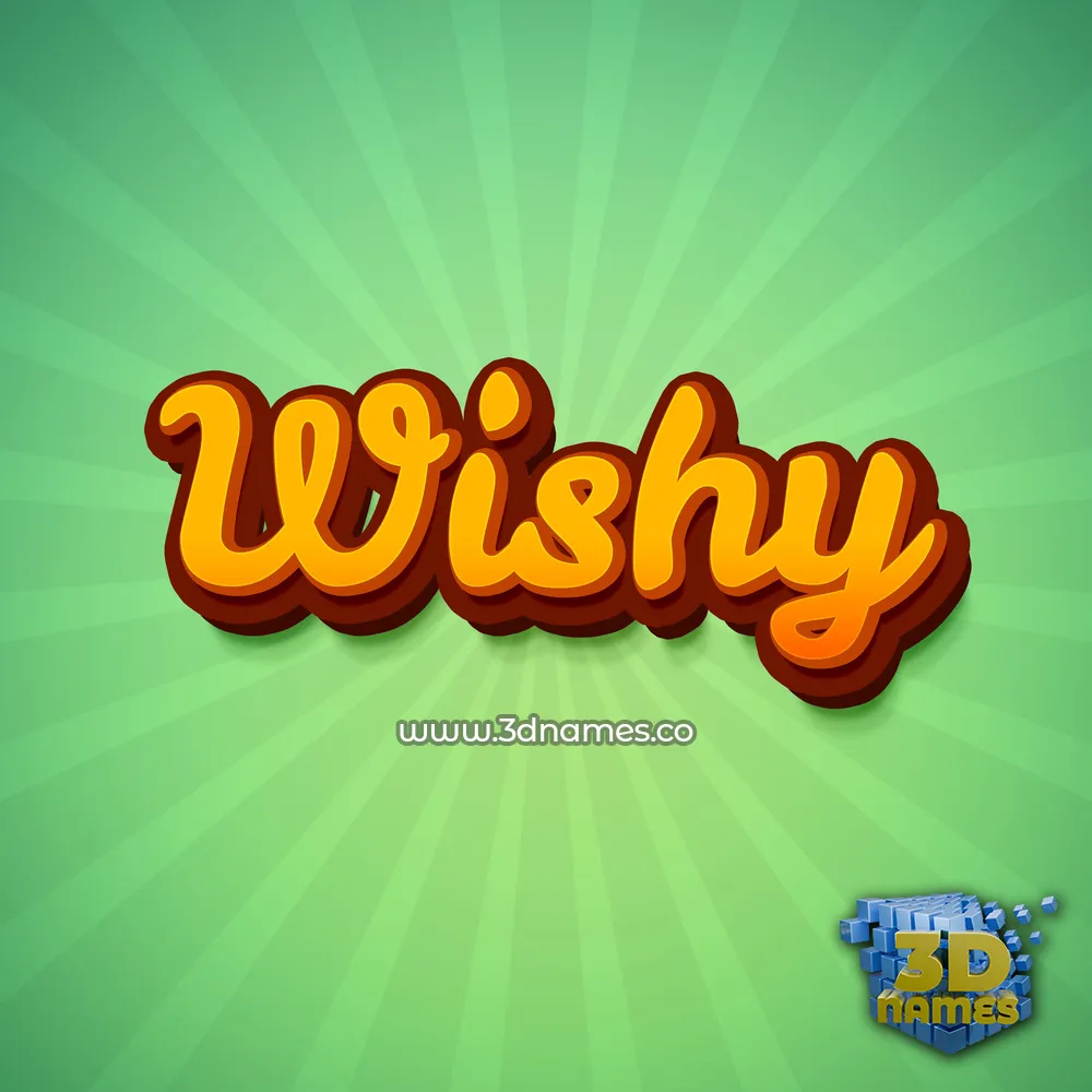 wishy in Green Rays style - 3D name wallpaper