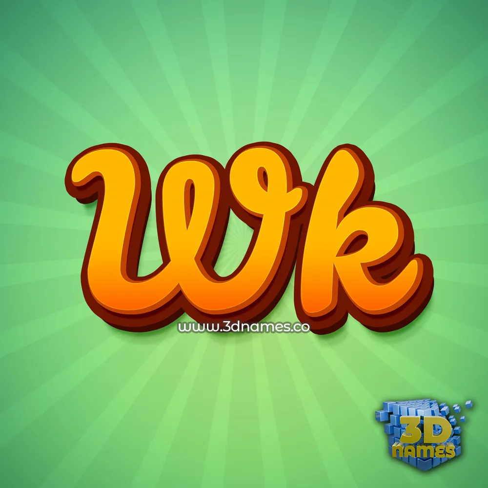 wk in Green Rays style - 3D name wallpaper