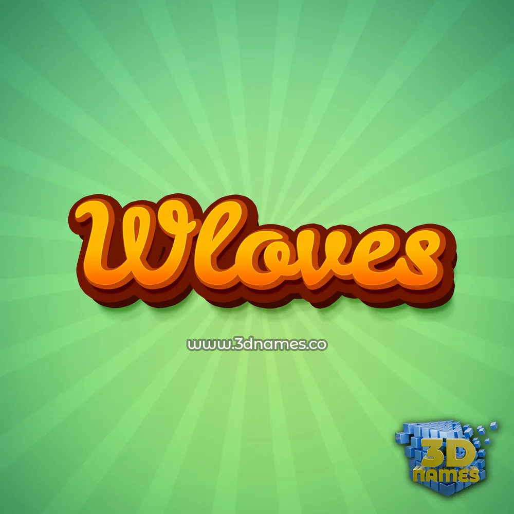 wloves in Green Rays style - 3D name wallpaper