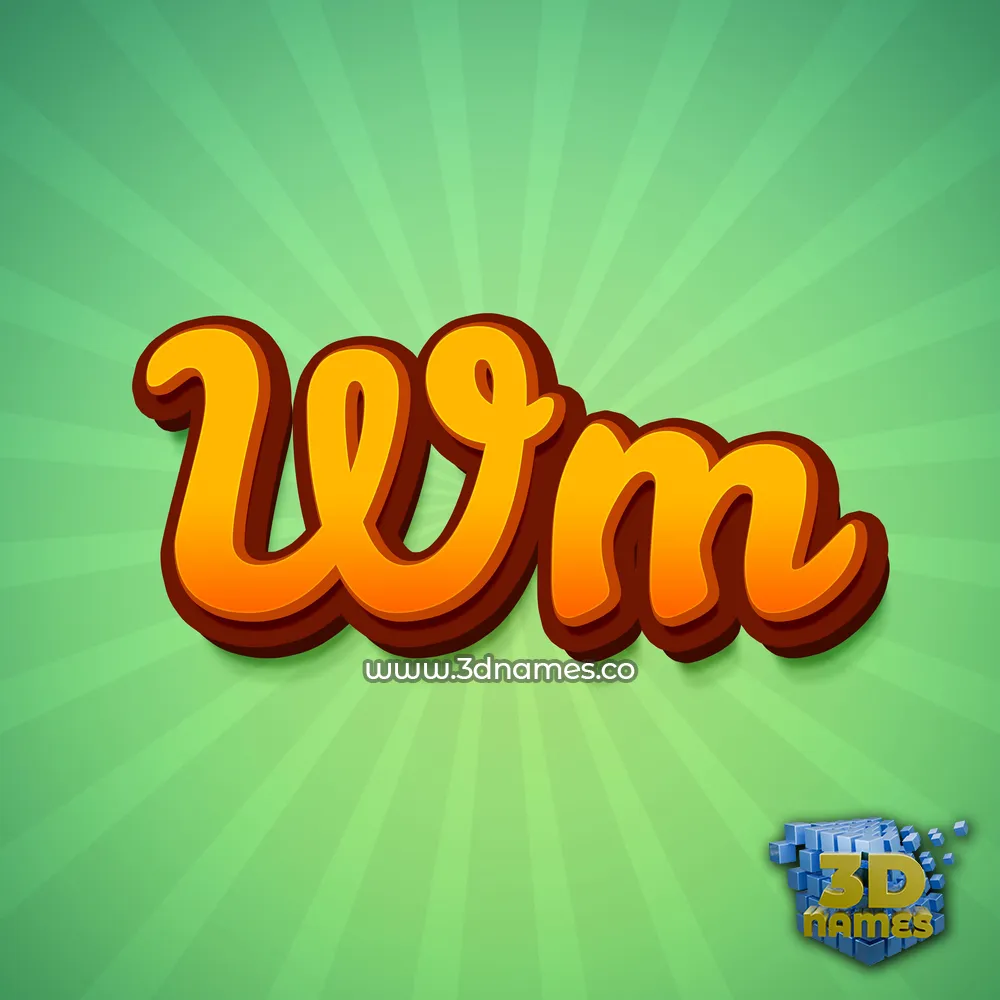wm in Green Rays style - 3D name wallpaper