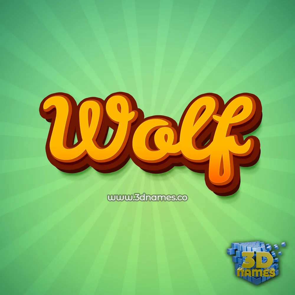 wolf in Green Rays style - 3D name wallpaper