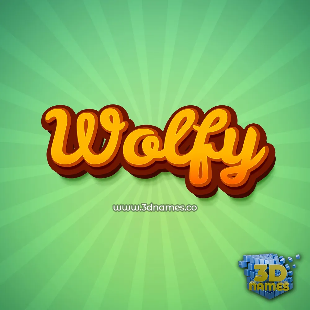 wolfy in Green Rays style - 3D name wallpaper
