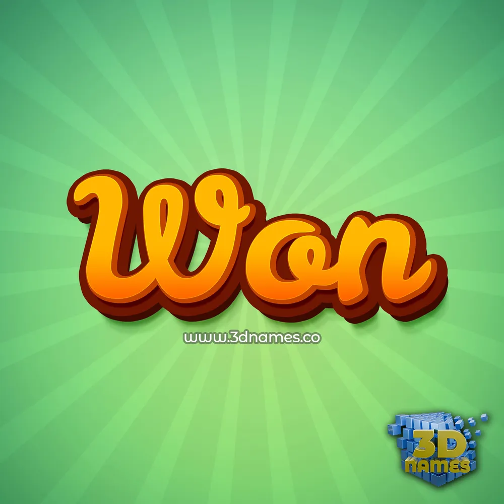 won in Green Rays style - 3D name wallpaper