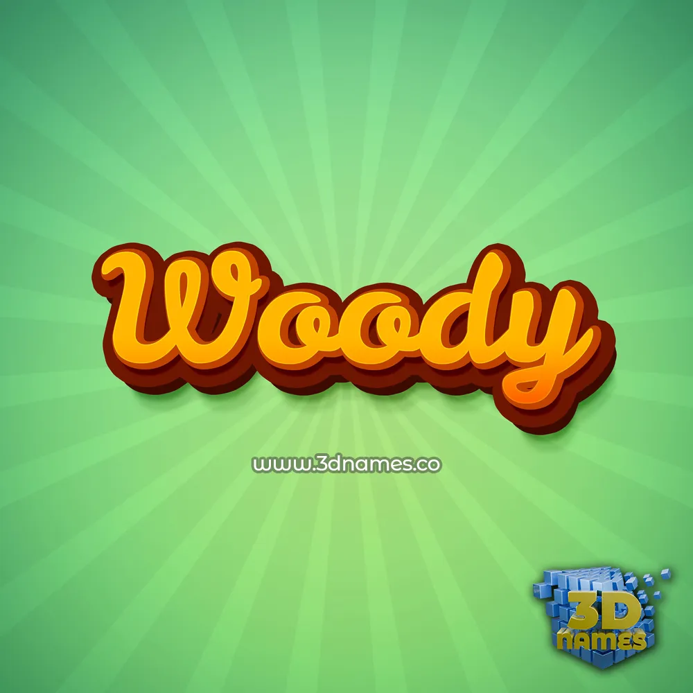 woody in Green Rays style - 3D name wallpaper