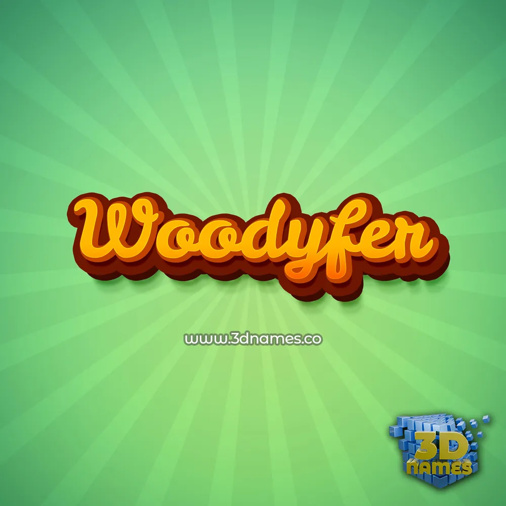 woodyfer in Green Rays style - 3D name wallpaper