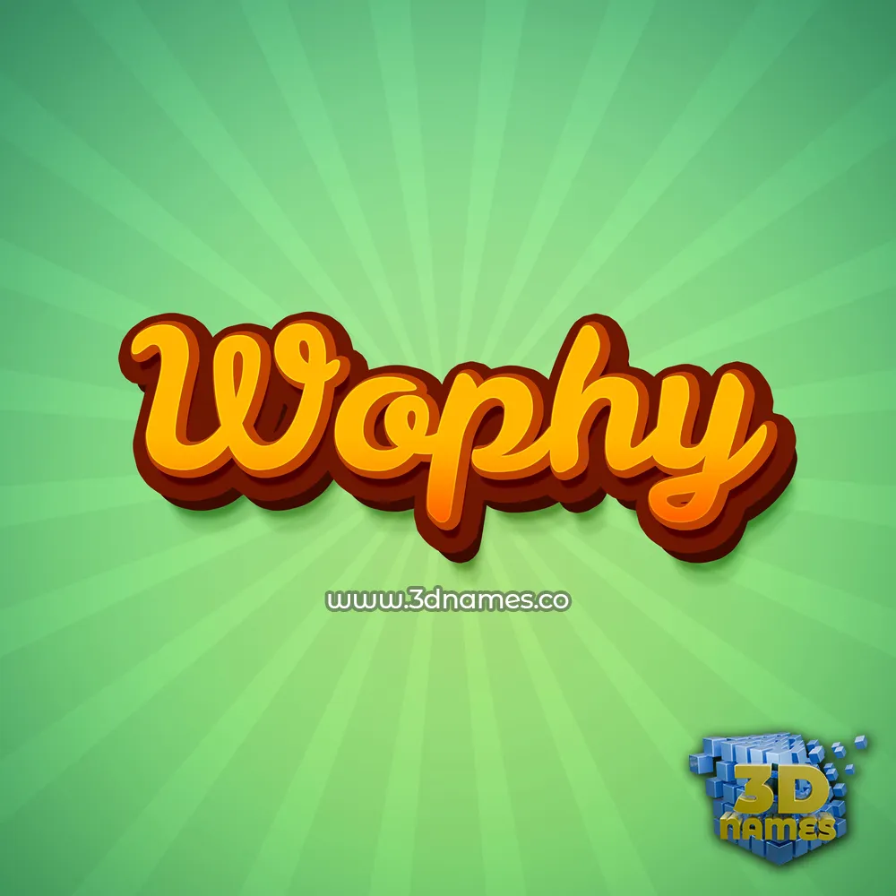 wophy in Green Rays style - 3D name wallpaper