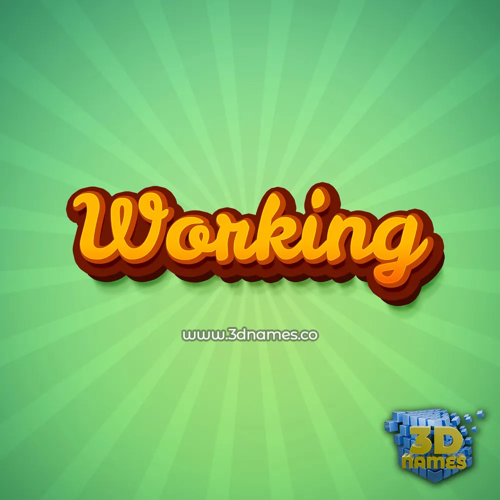 working in Green Rays style - 3D name wallpaper