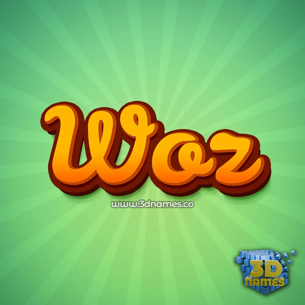 woz in Green Rays style - 3D name wallpaper