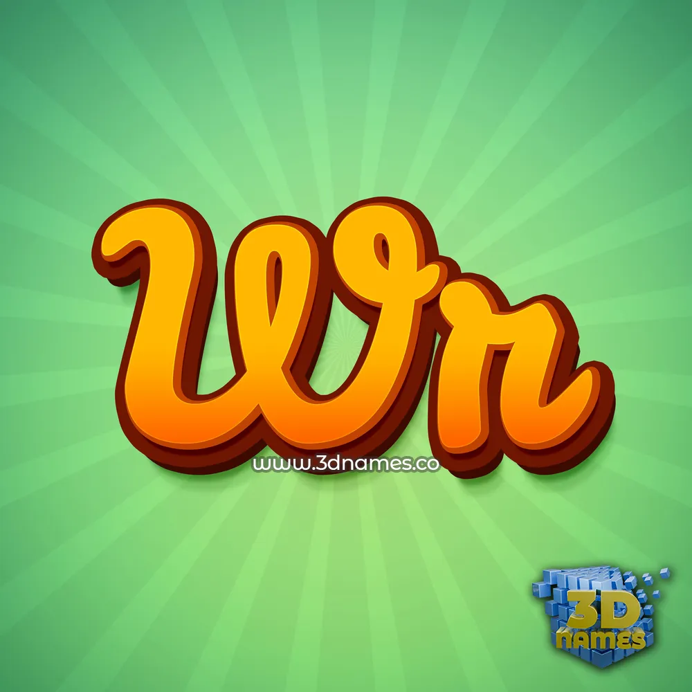 wr in Green Rays style - 3D name wallpaper