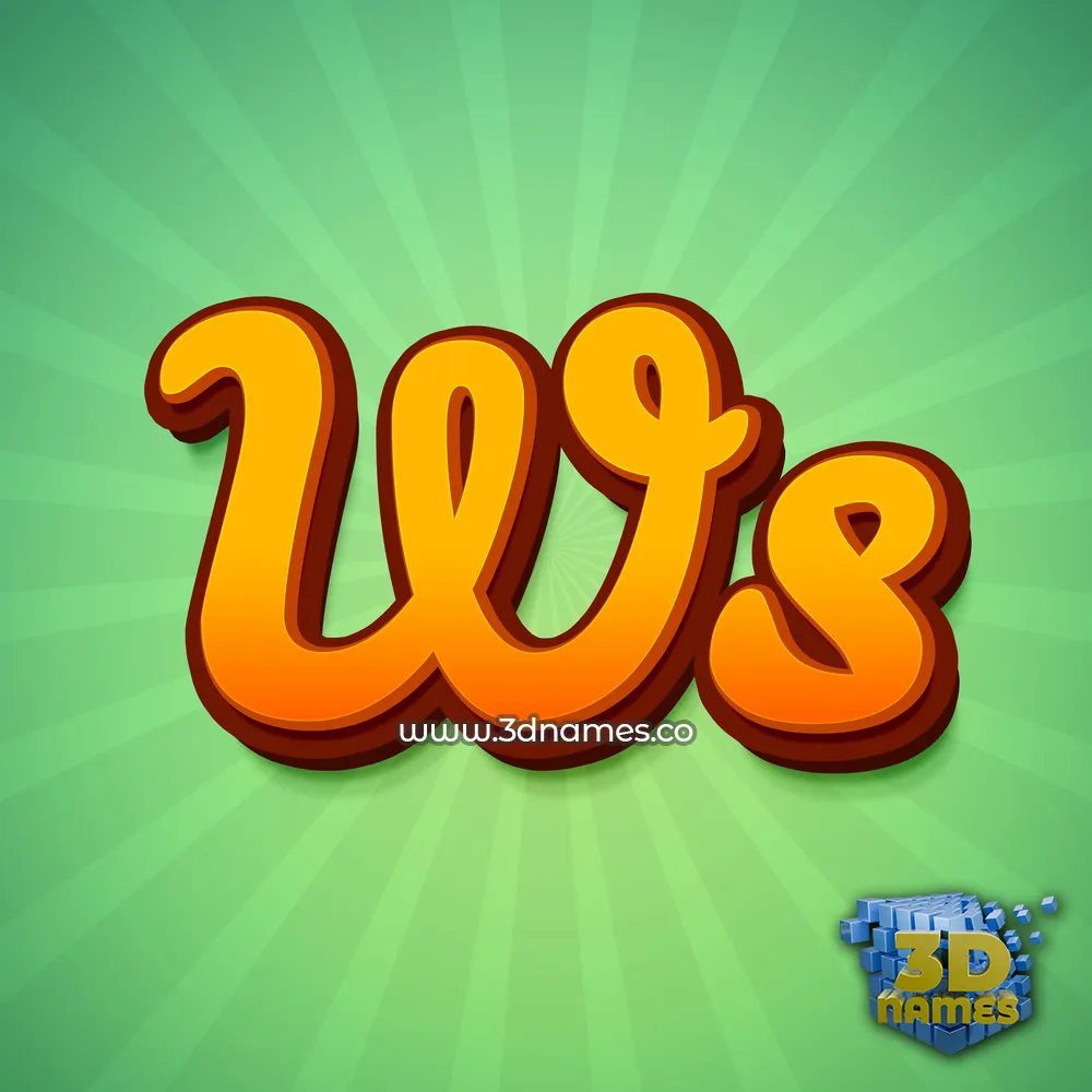 ws in Green Rays style - 3D name wallpaper