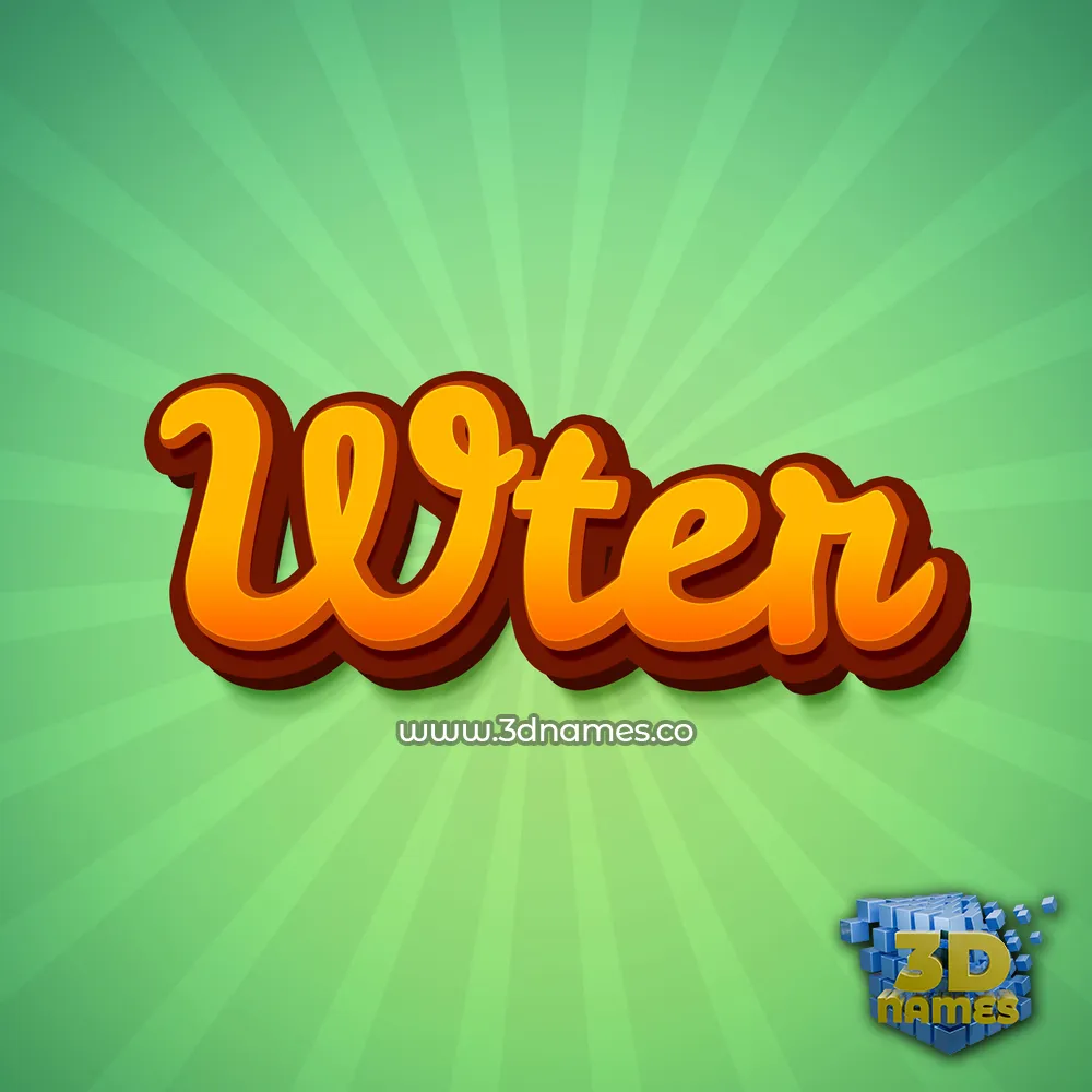 wter in Green Rays style - 3D name wallpaper