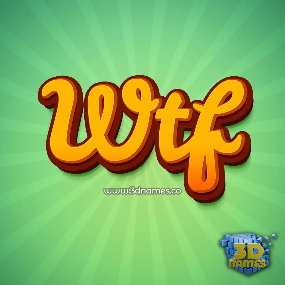 wtf in Green Rays style - 3D name wallpaper