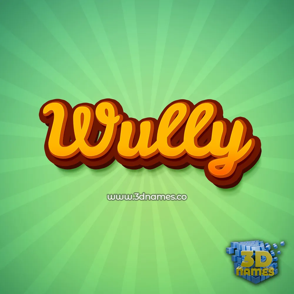 wully in Green Rays style - 3D name wallpaper