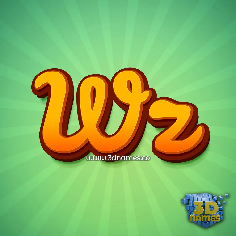 wz in Green Rays style - 3D name wallpaper