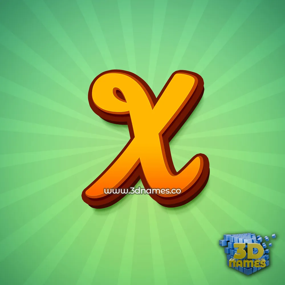 x in Green Rays style - 3D name wallpaper