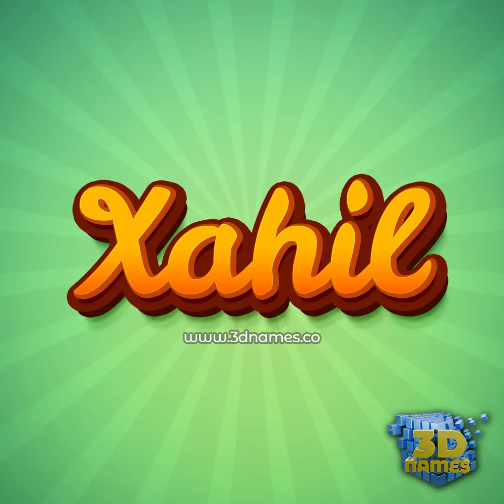 xahil in Green Rays style - 3D name wallpaper