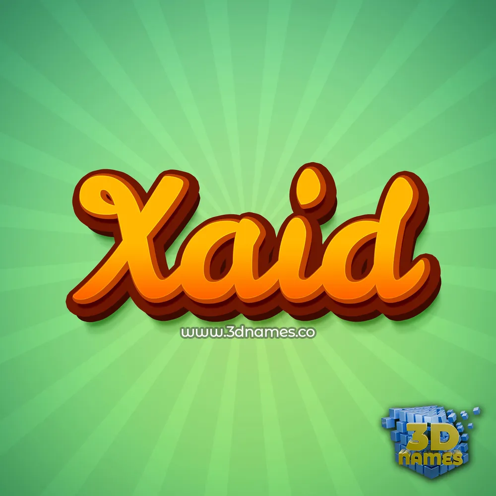 xaid in Green Rays style - 3D name wallpaper