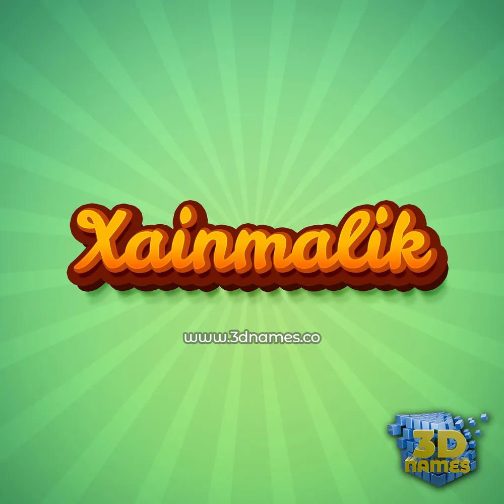 xainmalik in Green Rays style - 3D name wallpaper