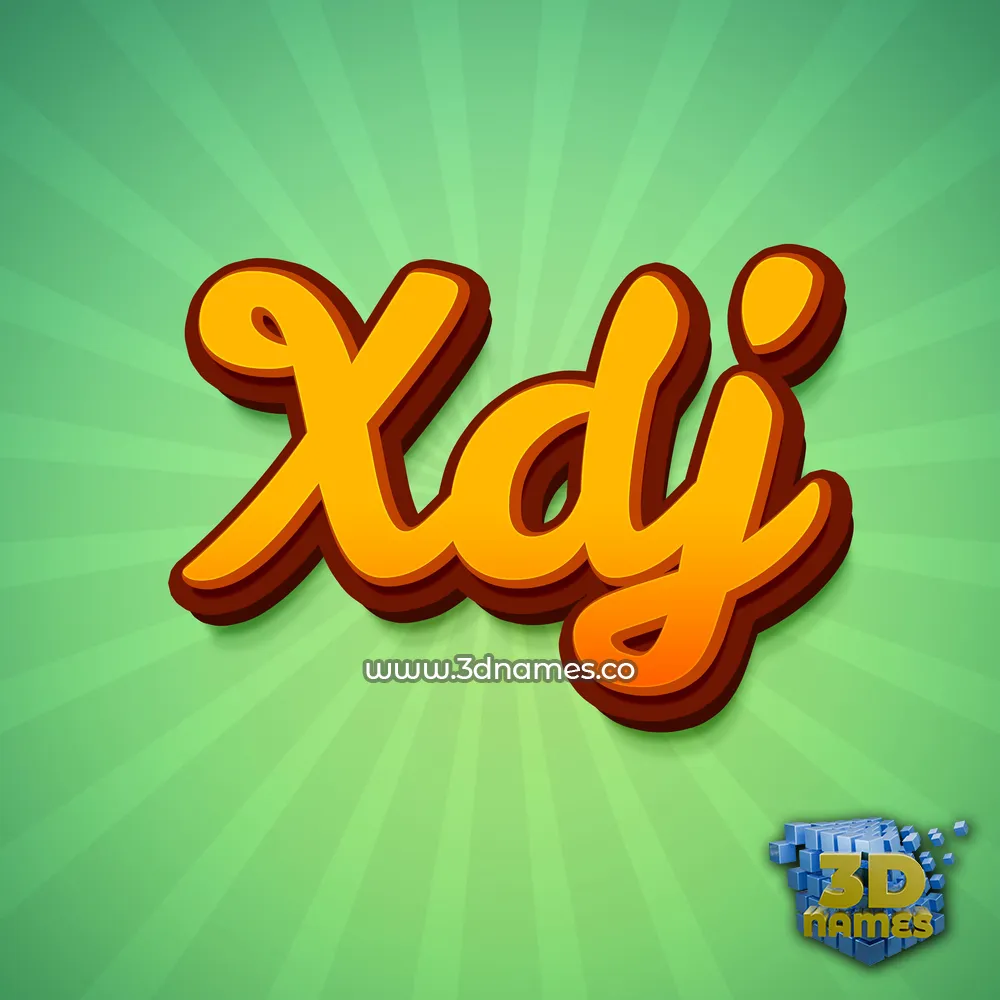 xdj in Green Rays style - 3D name wallpaper