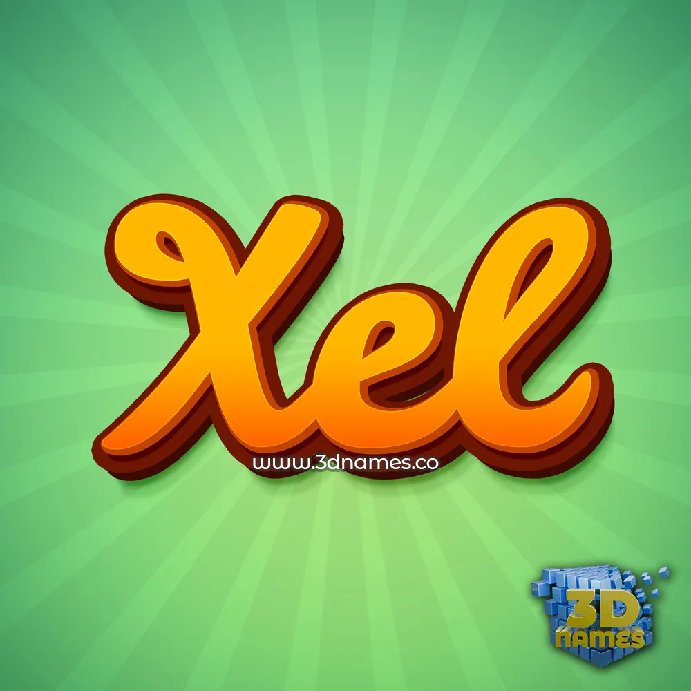 xel in Green Rays style - 3D name wallpaper