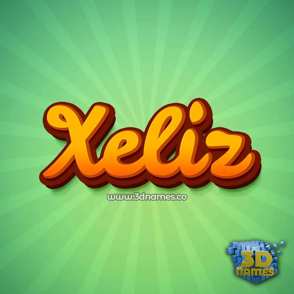xeliz in Green Rays style - 3D name wallpaper