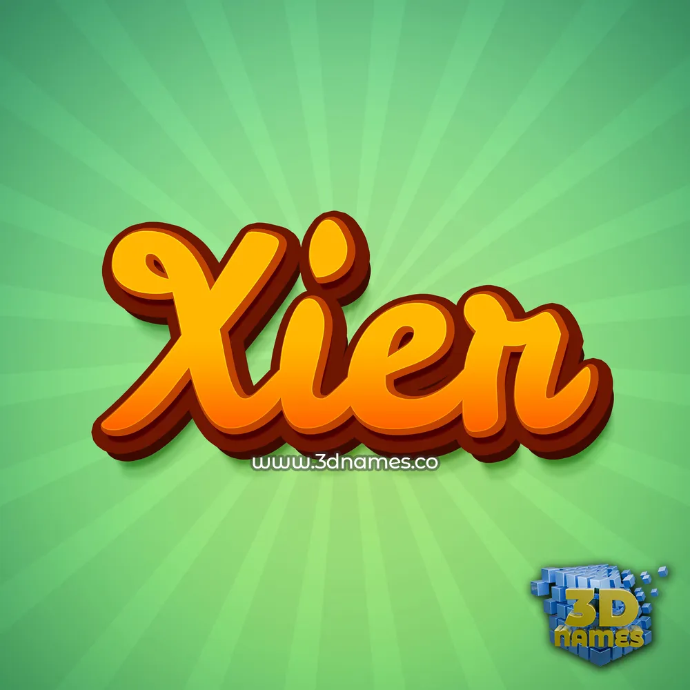 xier in Green Rays style - 3D name wallpaper