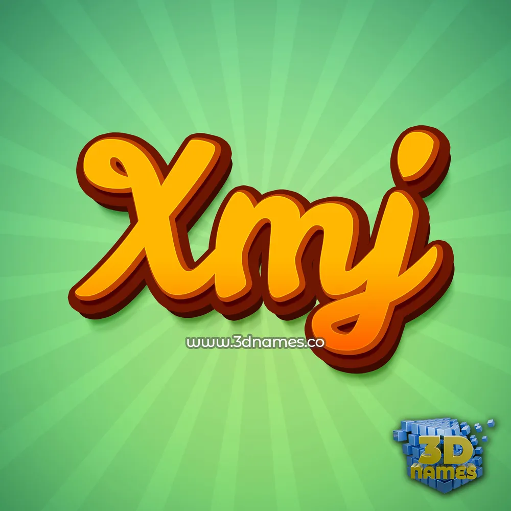 xmj in Green Rays style - 3D name wallpaper