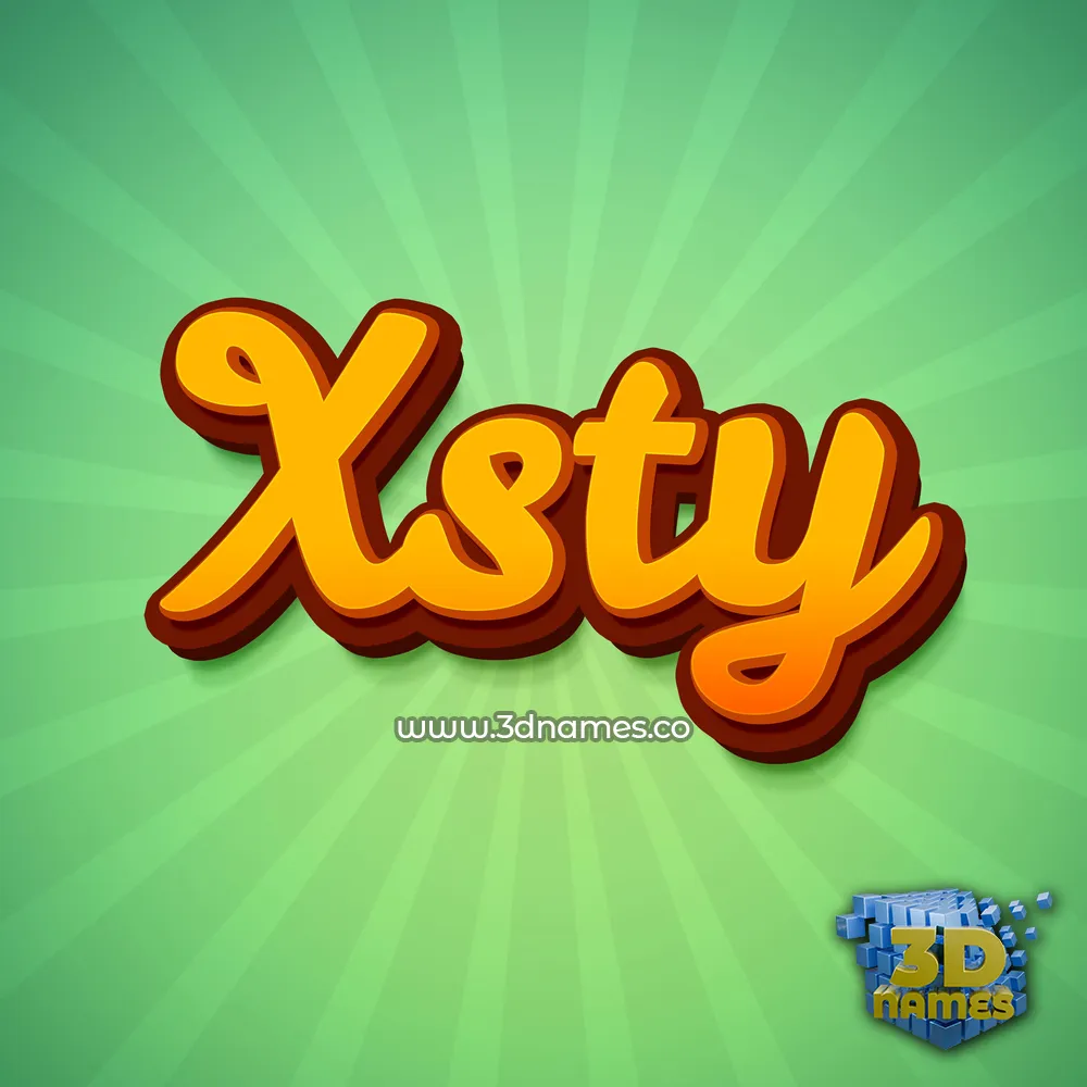 xsty in Green Rays style - 3D name wallpaper