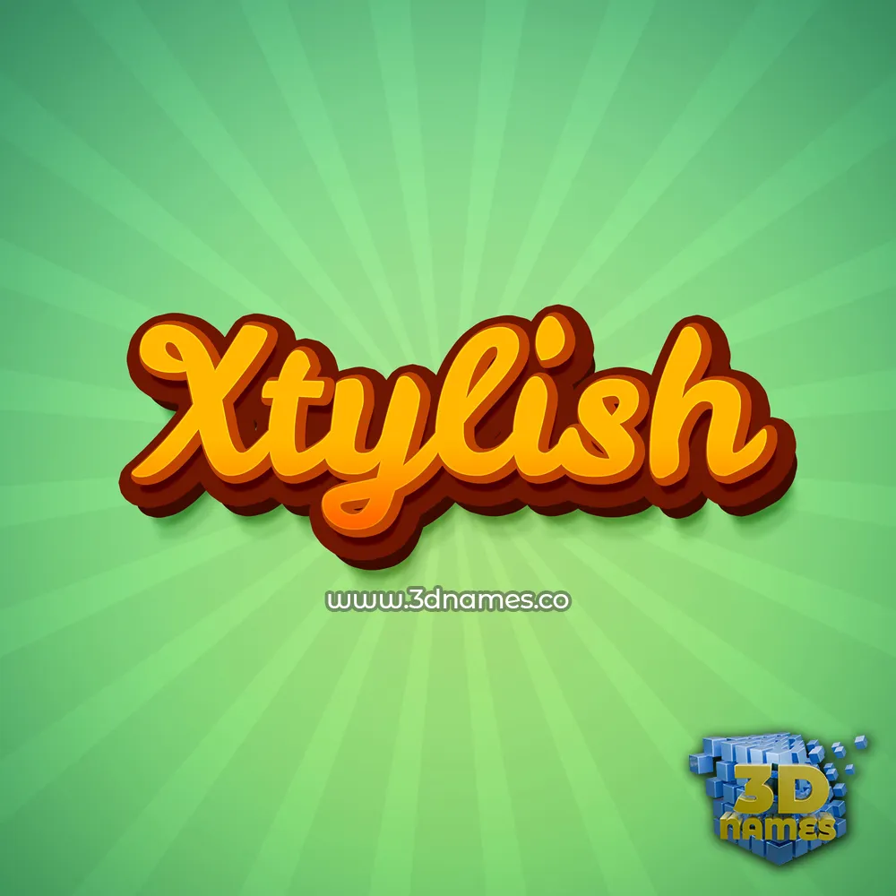 xtylish in Green Rays style - 3D name wallpaper