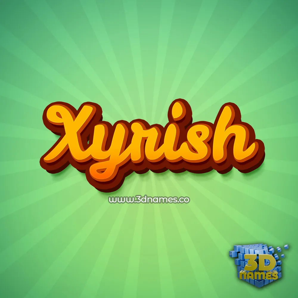 xyrish in Green Rays style - 3D name wallpaper
