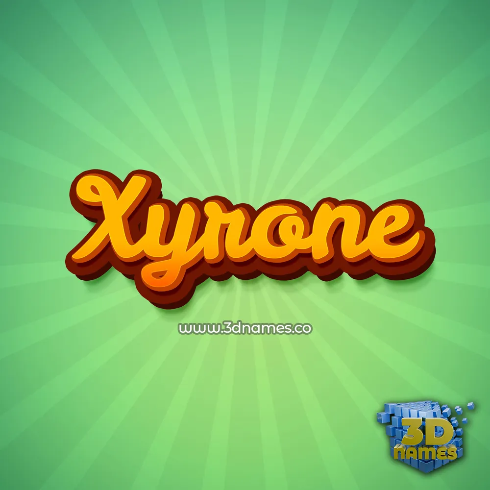 xyrone in Green Rays style - 3D name wallpaper