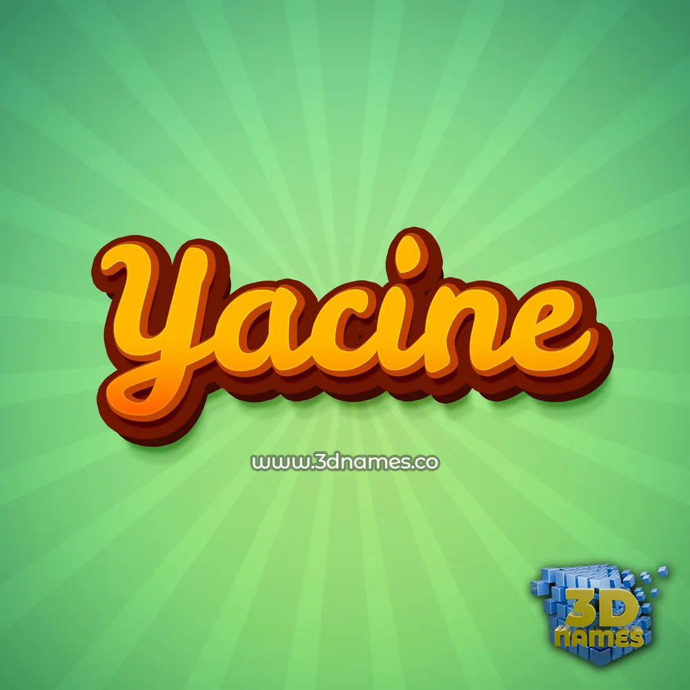 yacine in Green Rays style - 3D name wallpaper