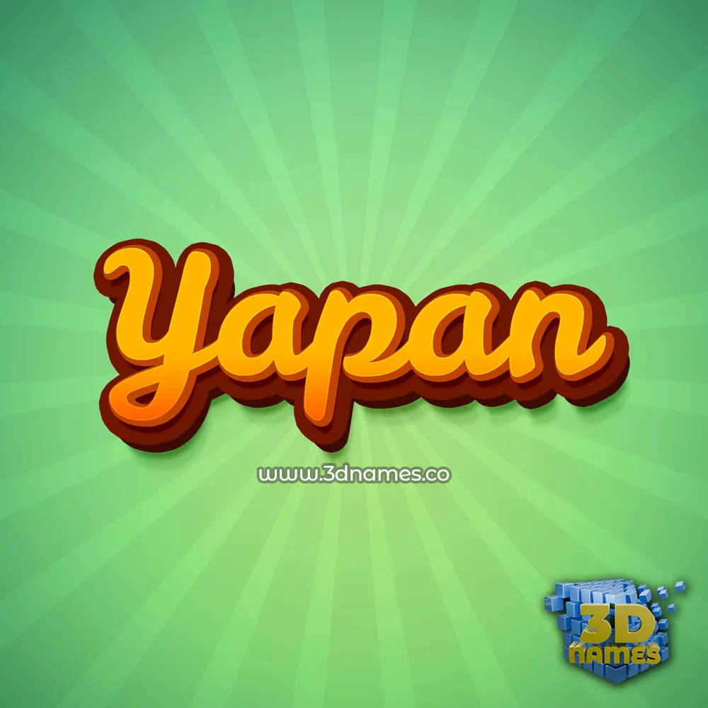 yapan in Green Rays style - 3D name wallpaper
