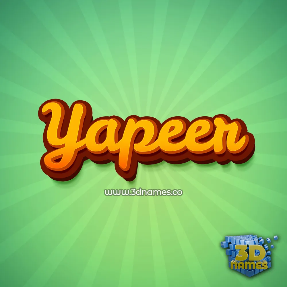 yapeer in Green Rays style - 3D name wallpaper