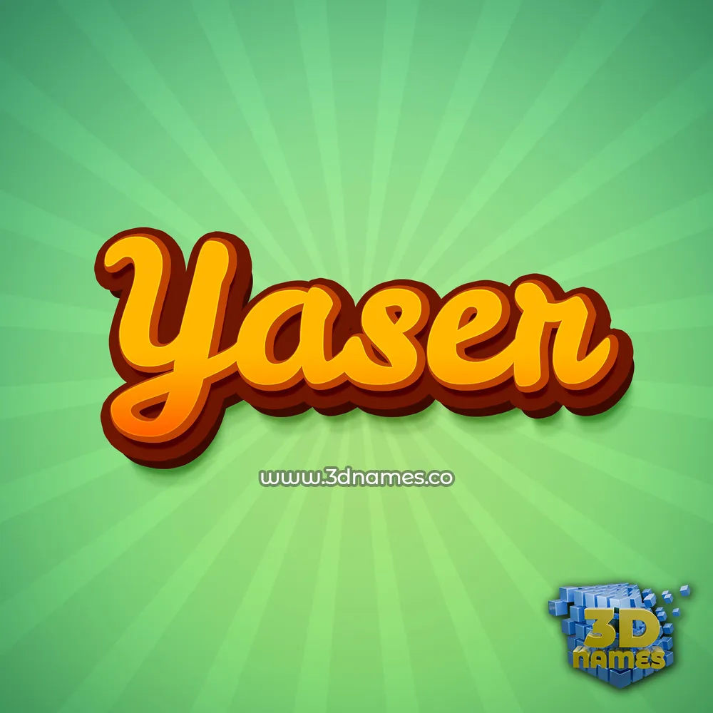 yaser in Green Rays style - 3D name wallpaper