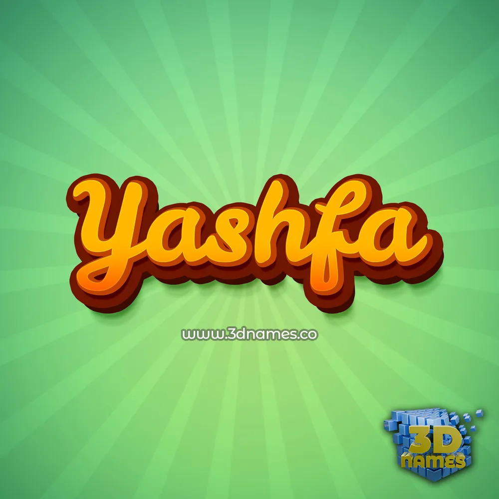 yashfa in Green Rays style - 3D name wallpaper