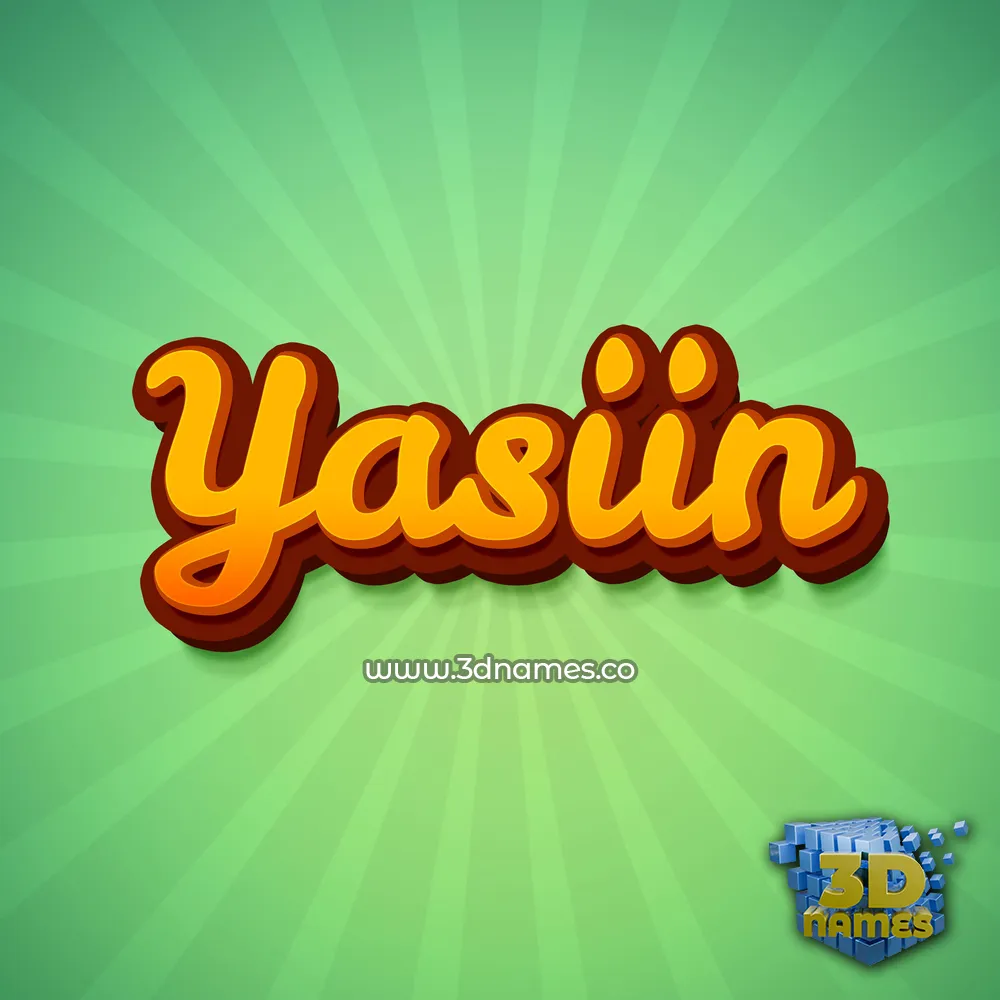 yasiin in Green Rays style - 3D name wallpaper