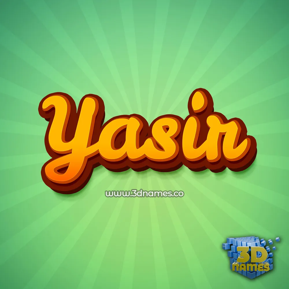 yasir in Green Rays style - 3D name wallpaper