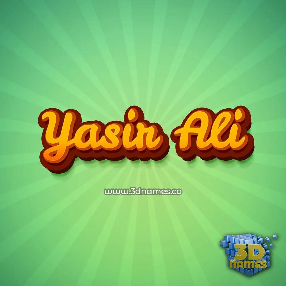 yasir ali in Green Rays style - 3D name wallpaper
