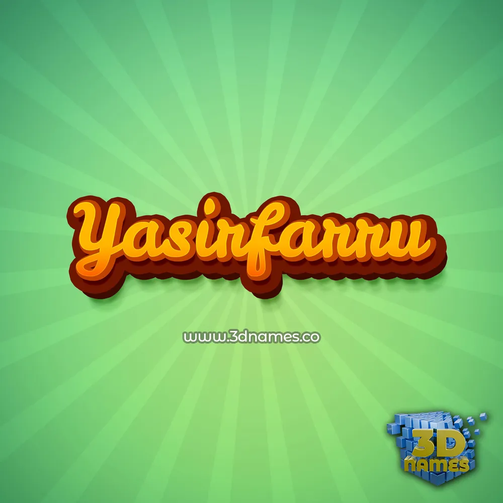 yasirfarru in Green Rays style - 3D name wallpaper