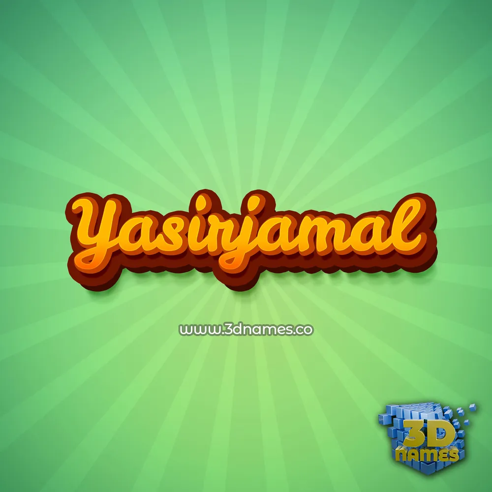 yasirjamal in Green Rays style - 3D name wallpaper