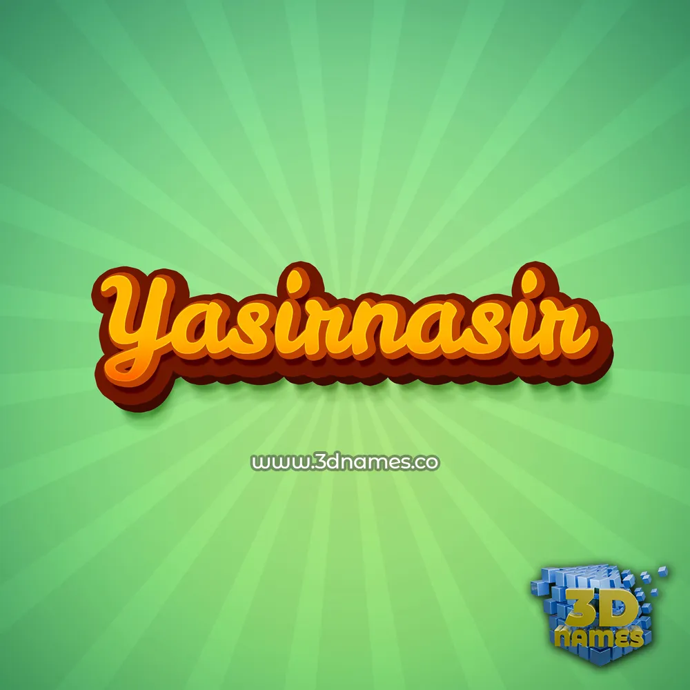 yasirnasir in Green Rays style - 3D name wallpaper